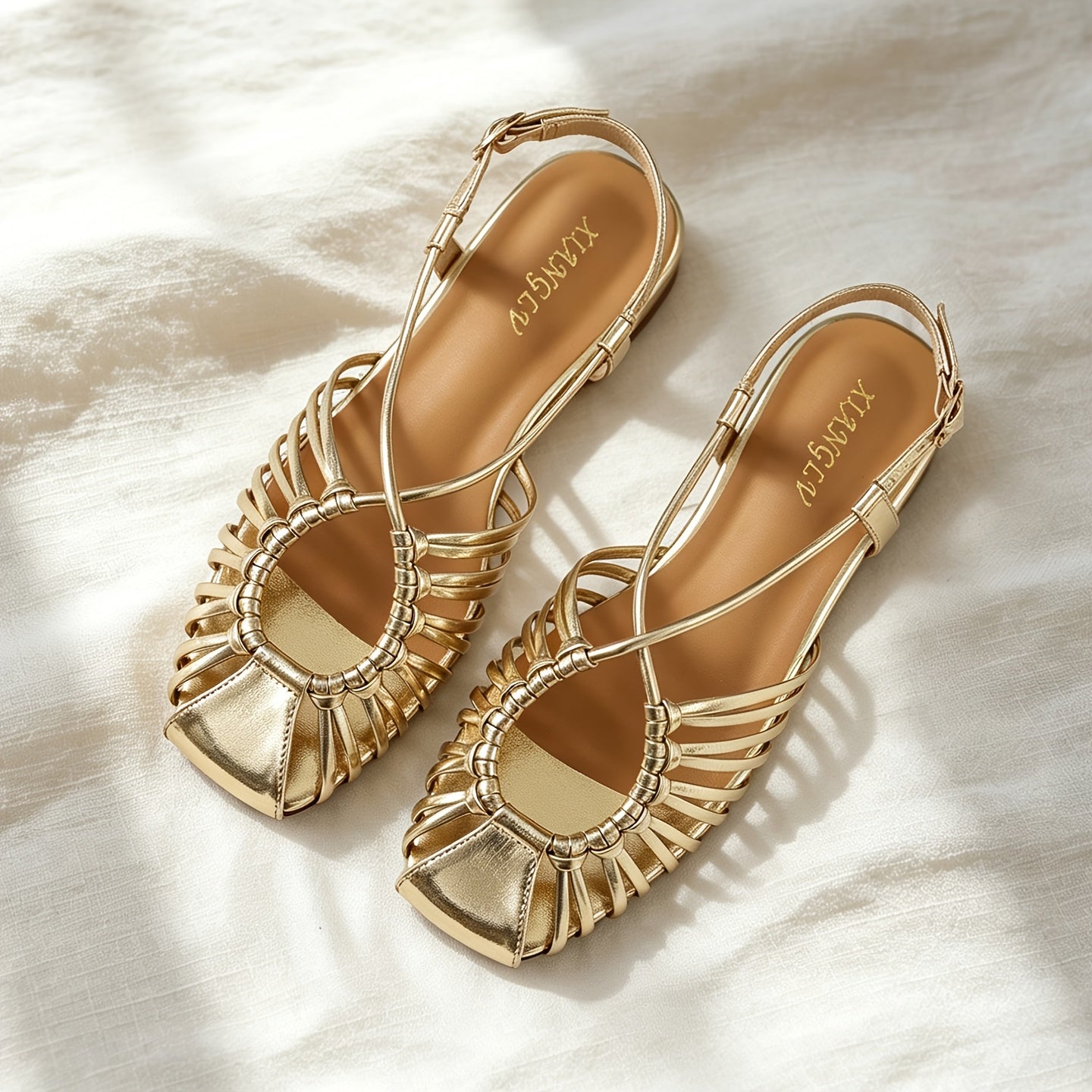 Damen Sandalen mit geflochtenem Design und eckiger Zehenpartie – Stilvolle Sommerschuhe für Alltag und Freizeit