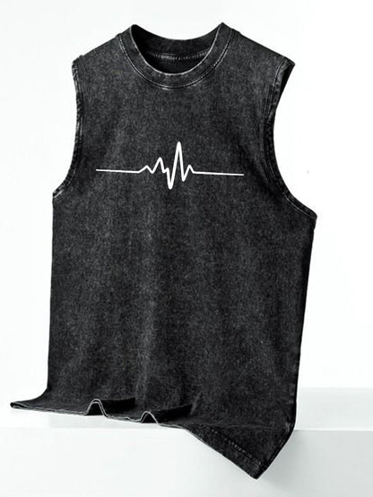 Herren Streetstyle ärmelloses Tanktop mit vertikalem Print – Urban Look für Freizeit & Fitness