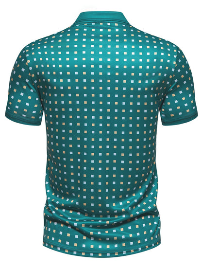 Herren Polohemd mit modernem geometrischem Muster – Stilvolles Freizeitshirt für Alltag und besondere Anlässe