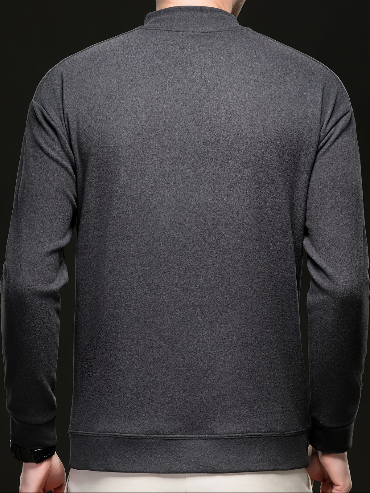 Herren Halb-Reißverschluss Sweatshirt Stehkragen Langarm Weiß