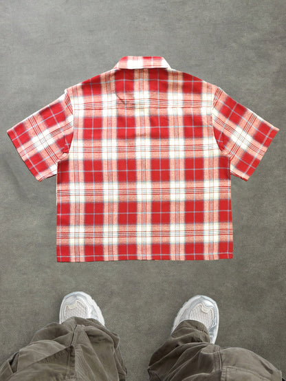 Herren Oversize Karohemd Kurzarm Streetwear Freizeitstil