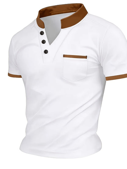 Herren Poloshirt mit modernem Stehkragen und Brusttasche – Stilvolles Freizeit- und Business-Oberteil