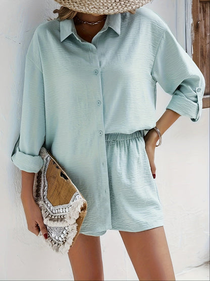 Damen Freizeit Set mit Hemd und Shorts – Lässiger Sommer-Look für Alltag und Urlaub