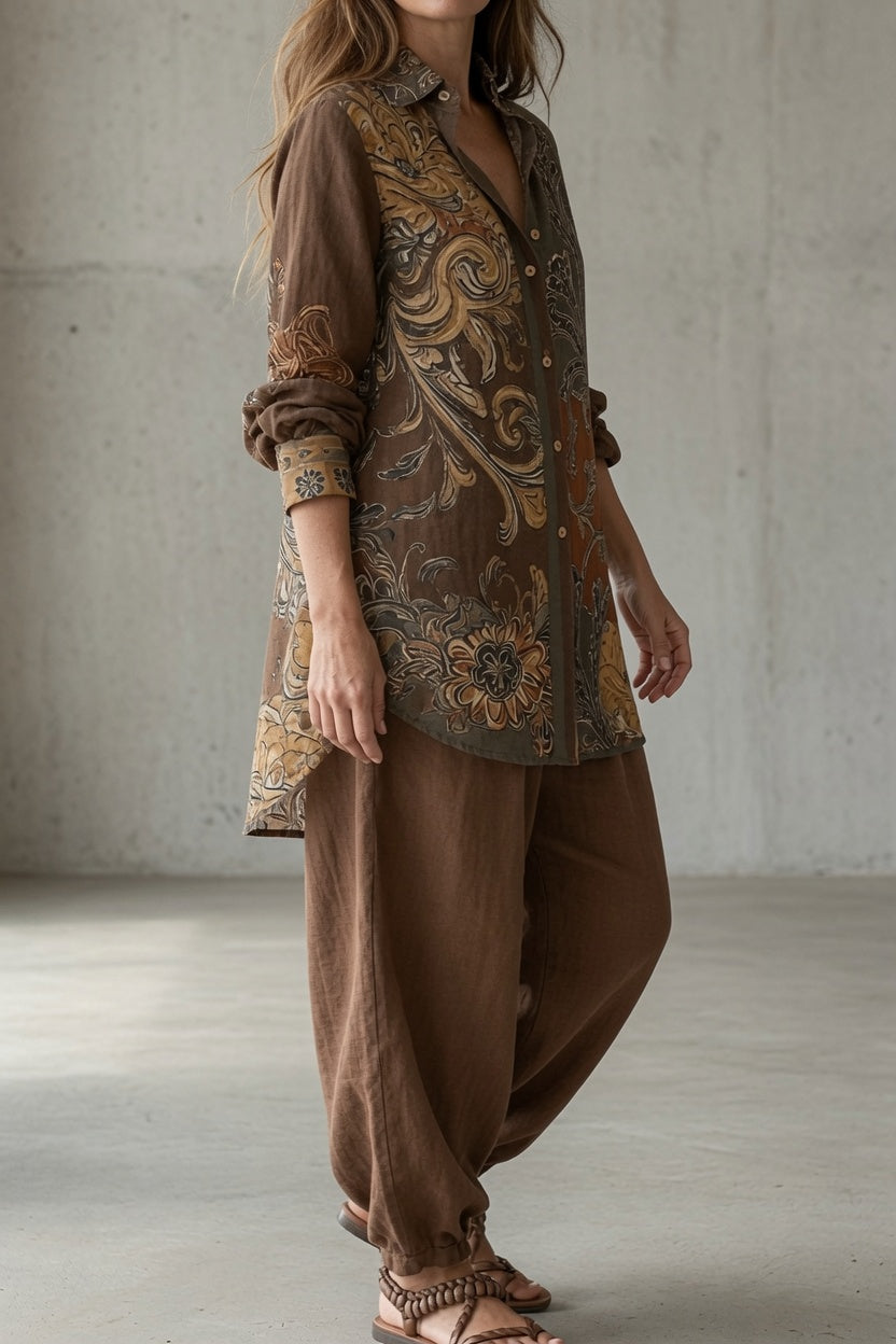 Damen Tunika-Set mit Blumen- und Paisleymuster & Haremshose