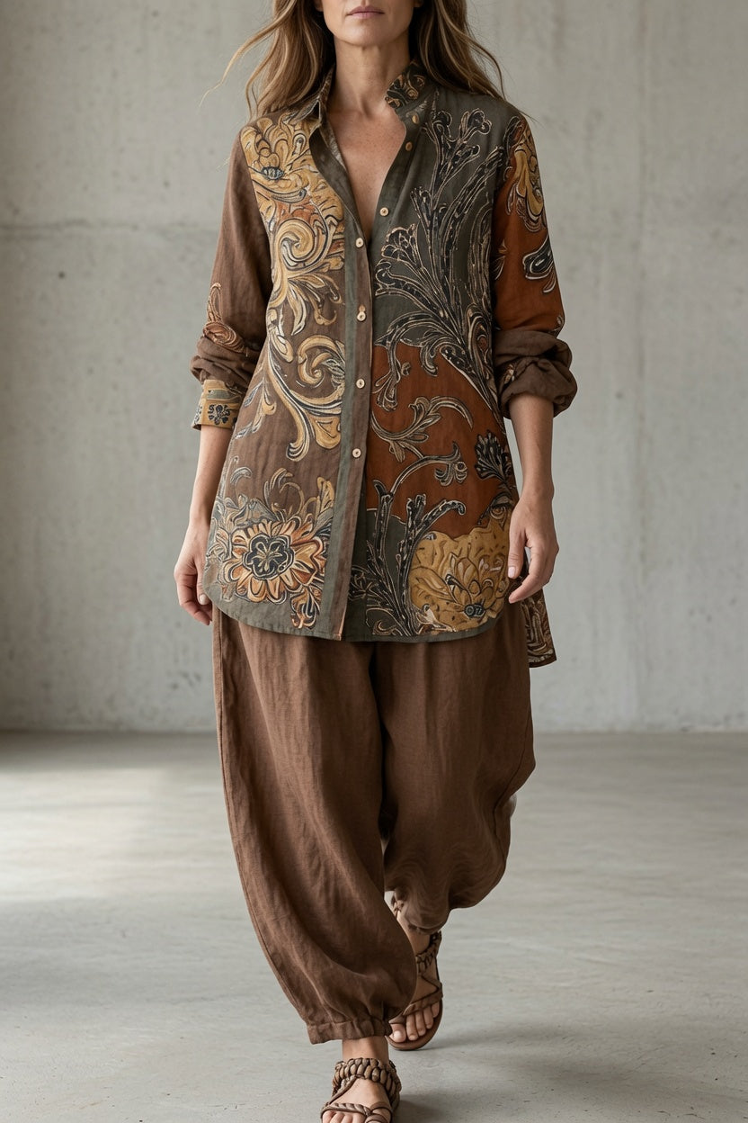Damen Tunika-Set mit Blumen- und Paisleymuster & Haremshose