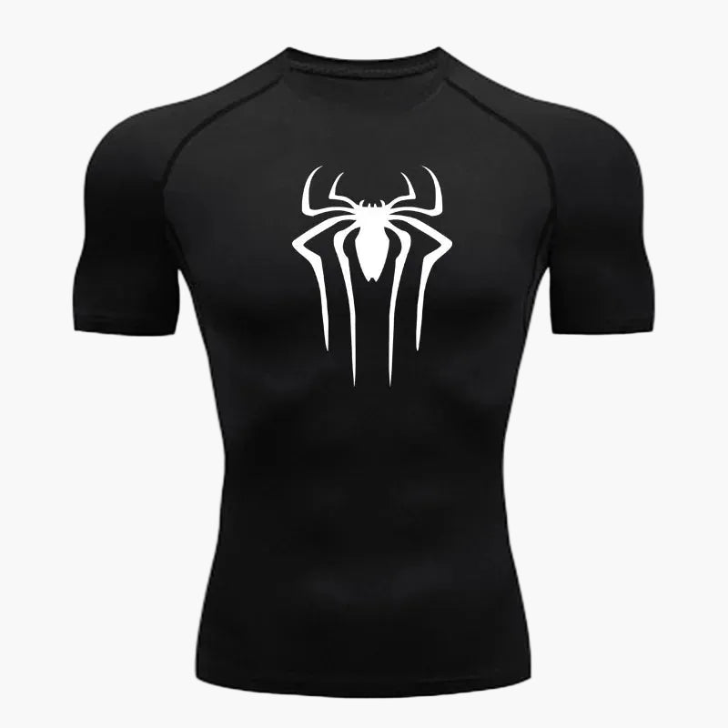 Herren Kompressionsshirt mit Spinnen-Logo – Sport & Fitness Funktionsshirt für Comic-Fans