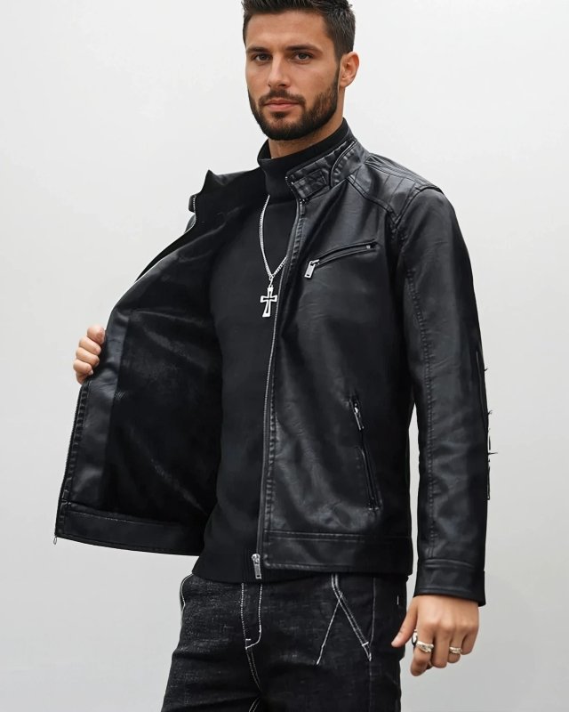 Herren Bikerjacke im modernen Stil – Lässige Vegan-Lederjacke für Alltag und Ausgehen