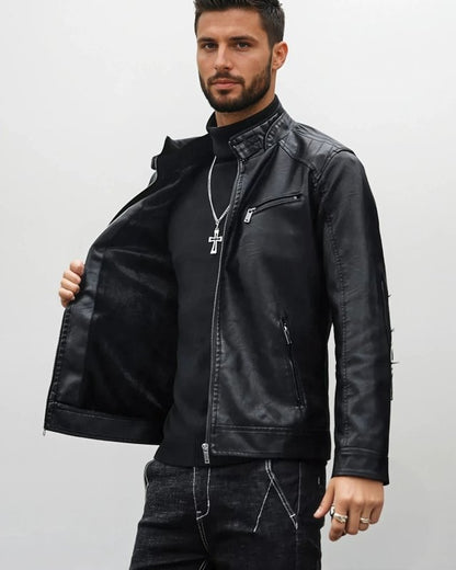 Herren Bikerjacke im modernen Stil – Lässige Vegan-Lederjacke für Alltag und Ausgehen