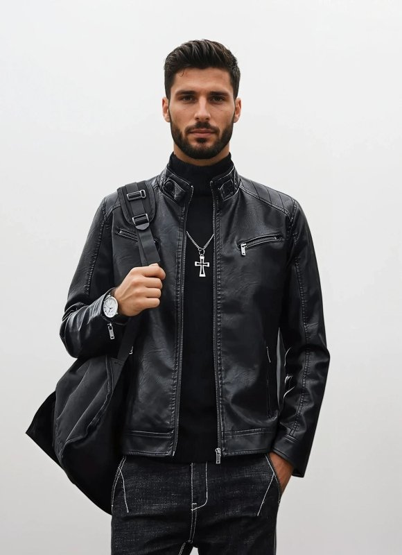 Herren Bikerjacke im modernen Stil – Lässige Vegan-Lederjacke für Alltag und Ausgehen