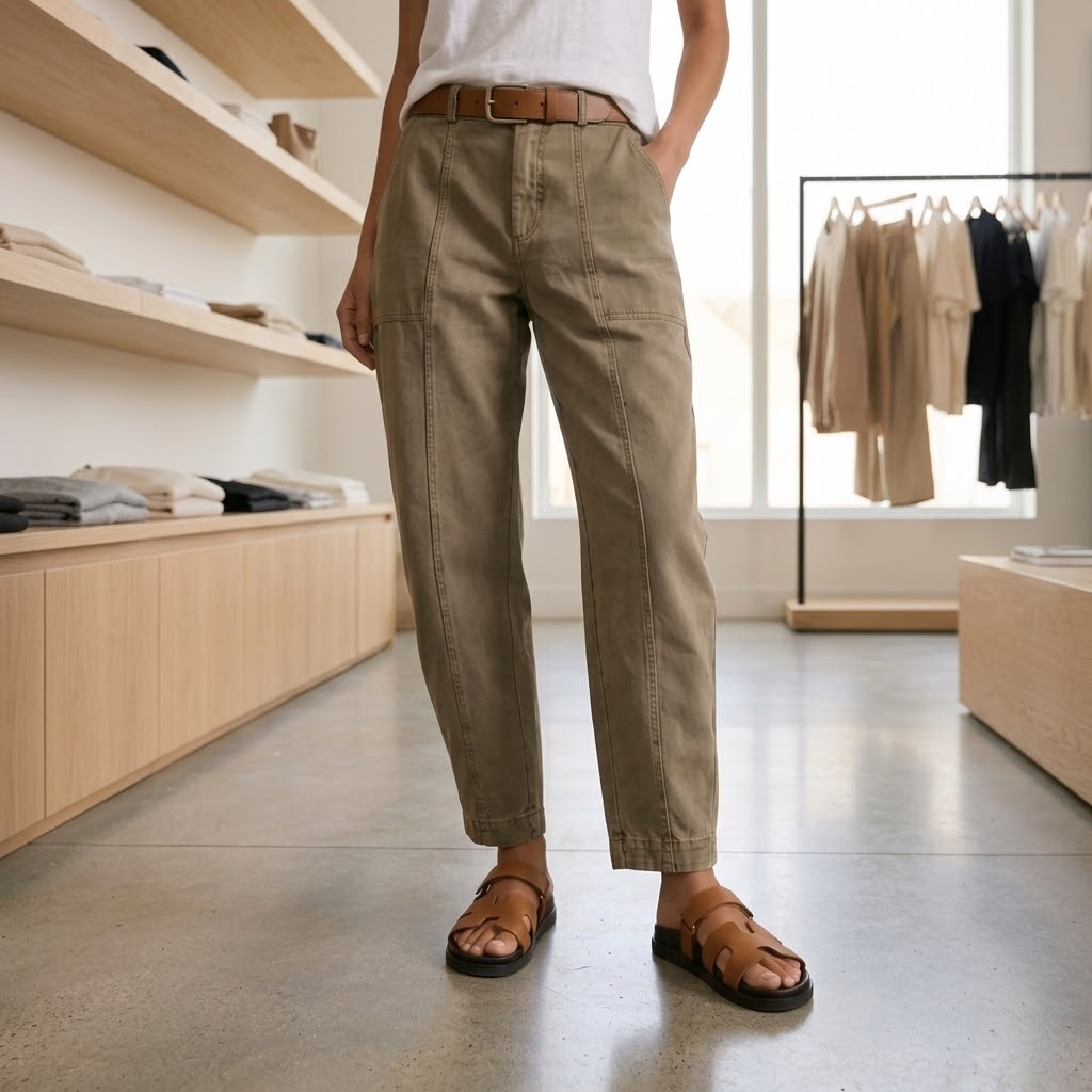 Damen Cargohose mit hoher Taille und Seitentaschen