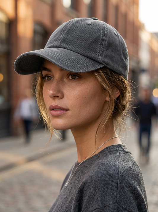 Unisex Basecap Cordoptik mit Pferdeschwanz-Öffnung Verstellbare Sportkappe