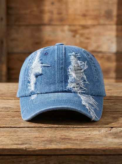 Baseball Cap im Distressed-Look aus Denim