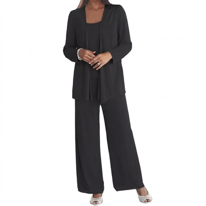 Damen Pailletten Zweiteiler Set mit weiter Hose und offenem Cardigan