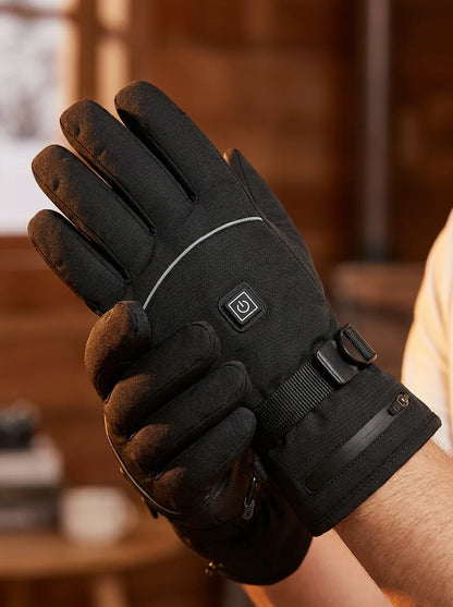 Schwarze beheizbare Handschuhe mit USB-Ladefunktion für Winter & Outdoor