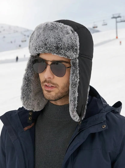 Winter Fliegermütze mit Kunstfell Ohrenklappen
