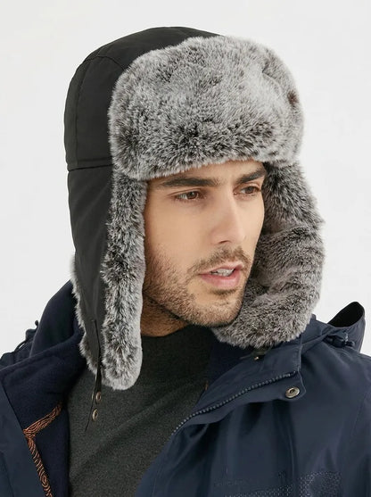 Winter Fliegermütze mit Kunstfell Ohrenklappen