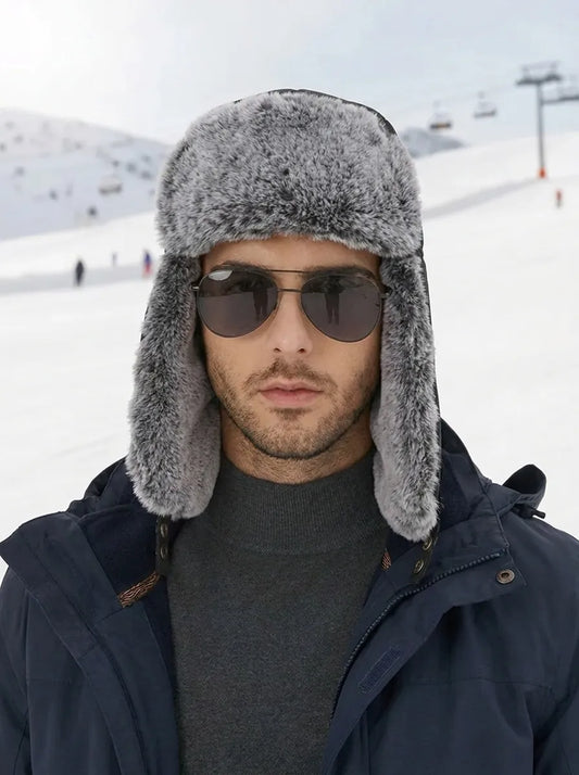 Winter Fliegermütze mit Kunstfell Ohrenklappen