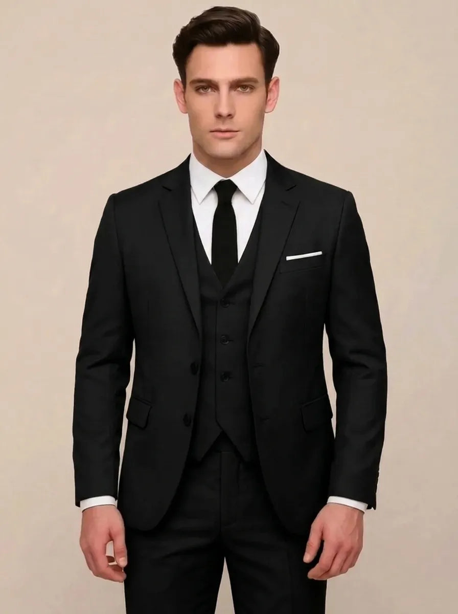 Herren 3-teiliger Anzug Modern Fit Sakko Weste Hose Hochzeitsanzug Businessanzug