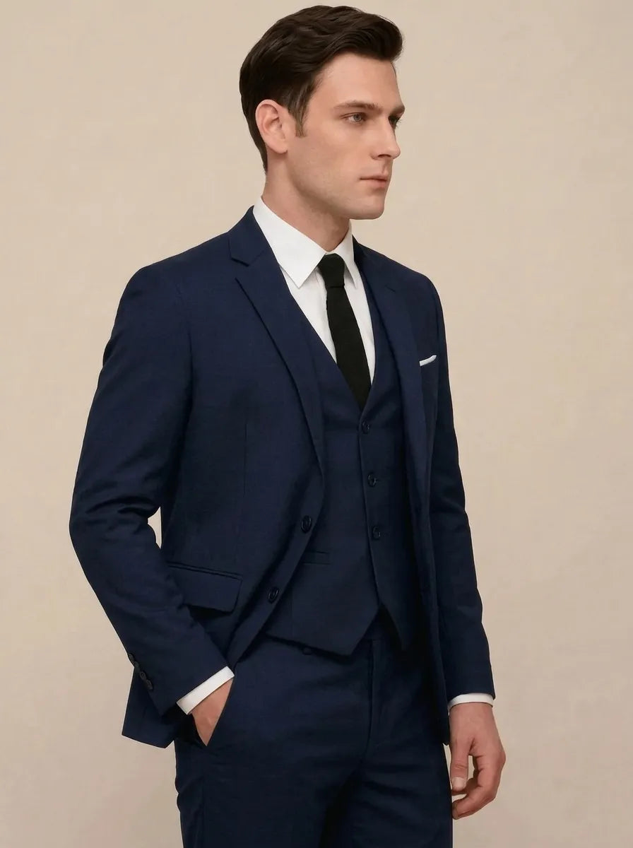 Herren 3-teiliger Anzug Modern Fit Sakko Weste Hose Hochzeitsanzug Businessanzug