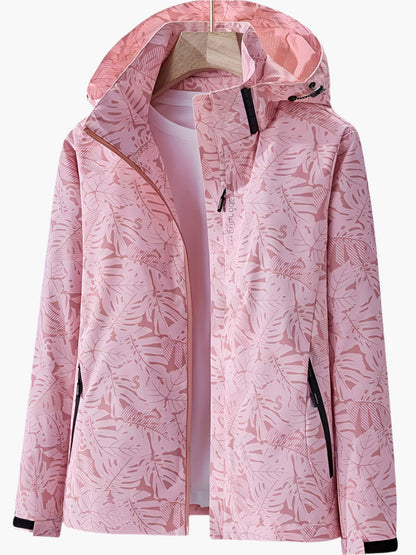 Damen Kapuzenjacke im Windbreaker-Stil – Leichte Outdoor-Übergangsjacke mit Allover-Print