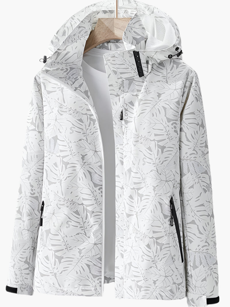 Damen Kapuzenjacke im Windbreaker-Stil – Leichte Outdoor-Übergangsjacke mit Allover-Print