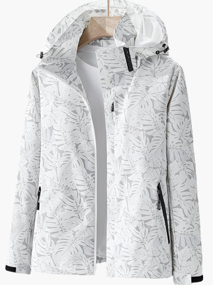 Damen Kapuzenjacke im Windbreaker-Stil – Leichte Outdoor-Übergangsjacke mit Allover-Print