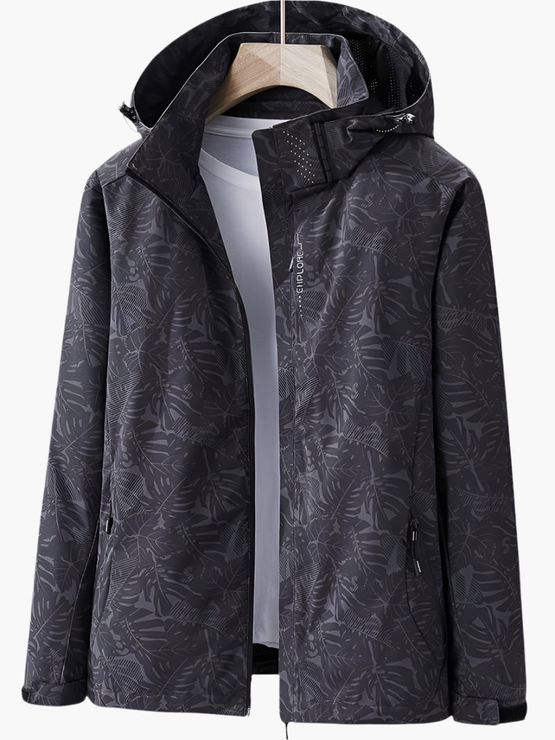 Damen Kapuzenjacke im Windbreaker-Stil – Leichte Outdoor-Übergangsjacke mit Allover-Print