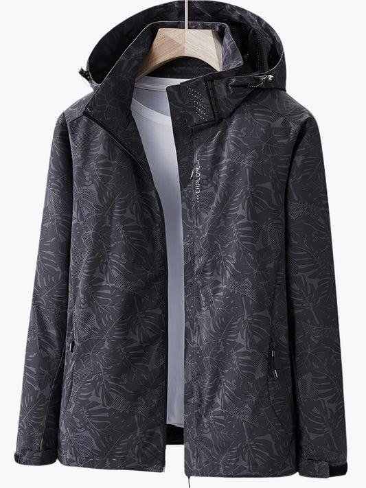 Damen Kapuzenjacke im Windbreaker-Stil – Leichte Outdoor-Übergangsjacke mit Allover-Print