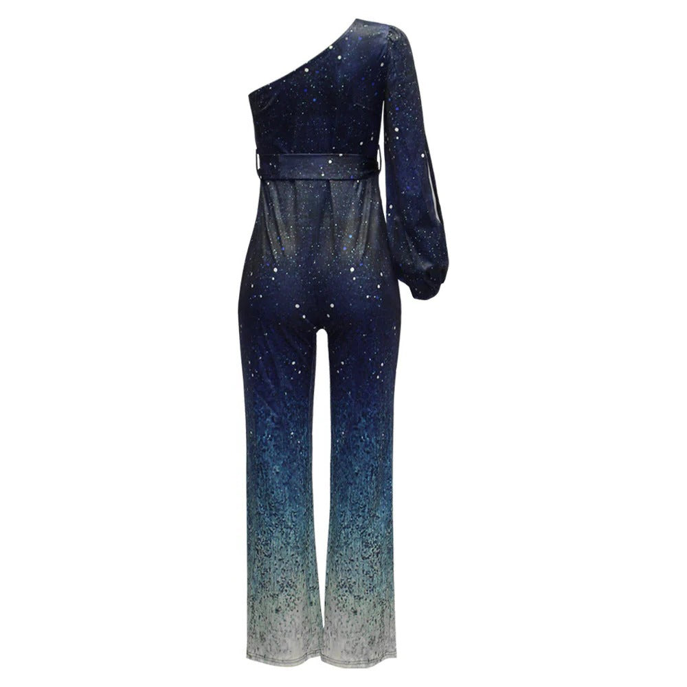 Damen Einarmiger Retro-Disco Jumpsuit für Partys und Events