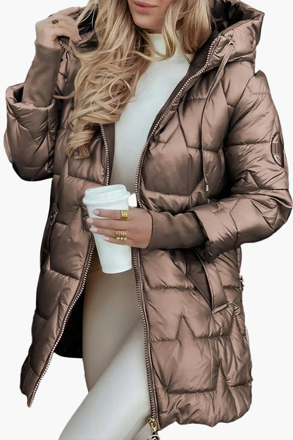 Damen Steppjacke mit Kapuze – Elegante Übergangsjacke für Herbst und Winter