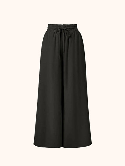 Damen Palazzo-Hose mit weitem Bein und Paperbag-Bund – Eleganter, fließender Stil für besondere Anlässe