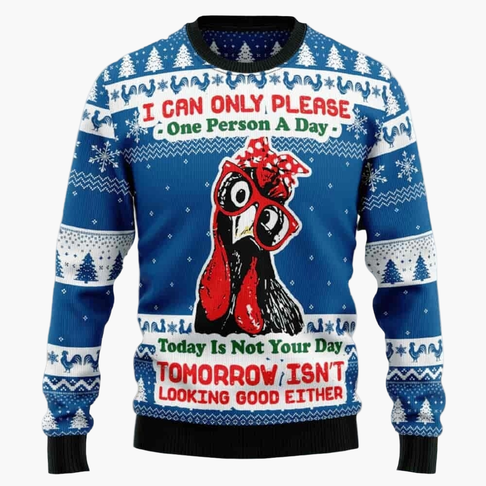 Herren Ugly Christmas Sweater Totenkopf mit Weihnachtsmütze – Lustiger Pullover für Weihnachten