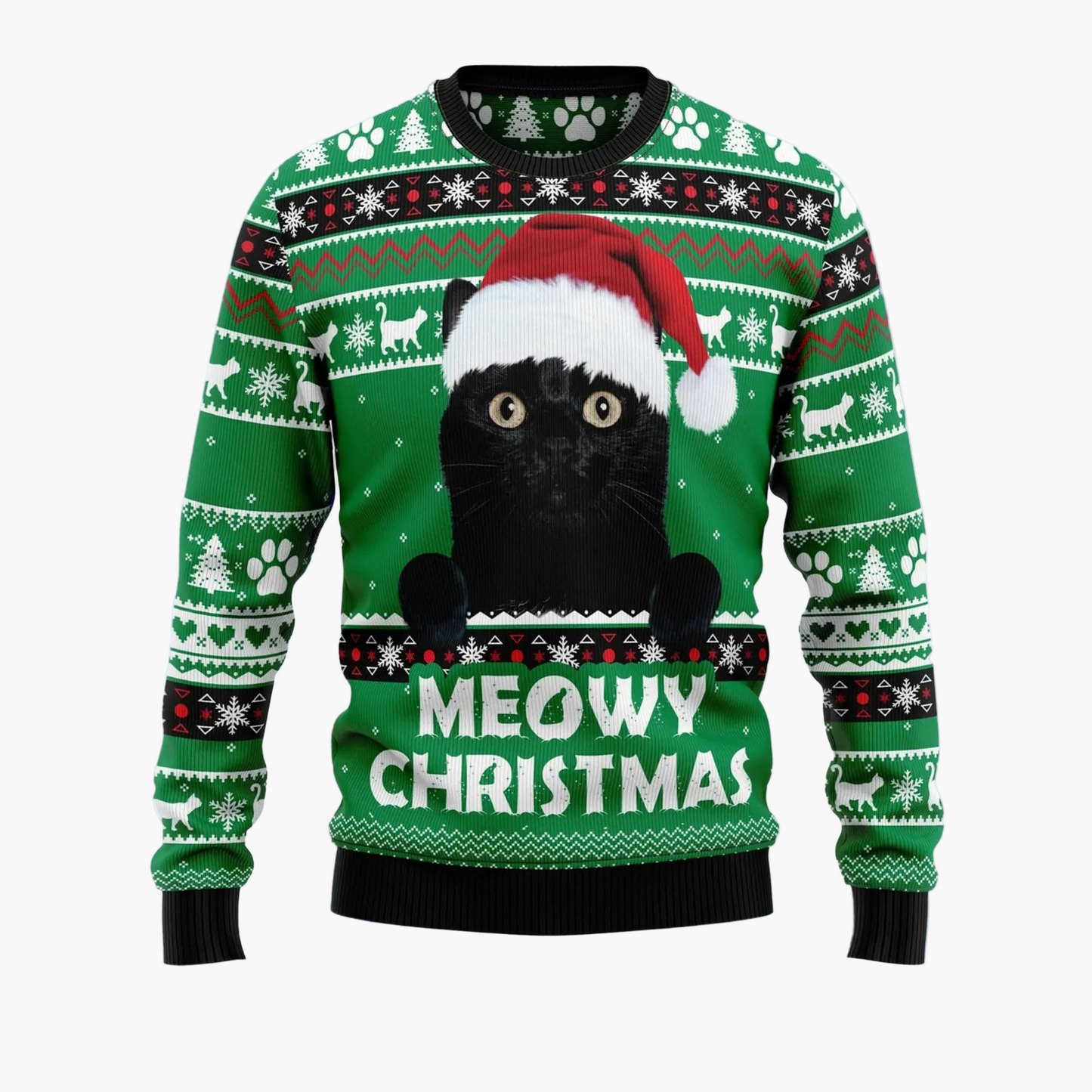 Herren Ugly Christmas Sweater Totenkopf mit Weihnachtsmütze – Lustiger Pullover für Weihnachten