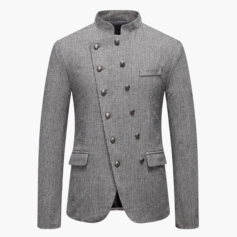 Herren Modernes Stehkragen Sakko mit Doppelreihigen Knöpfen – Elegantes Business & Party Outfit