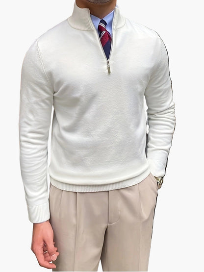 Herren Strickpullover mit Stehkragen und Reißverschluss – Eleganter Business & Freizeit Pullover