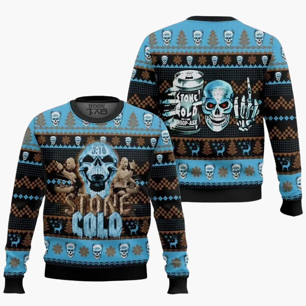 Herren Ugly Christmas Sweater Stone Cold Steve Austin Wrestling Pullover – Lustiger Fanartikel für Winter & Weihnachten