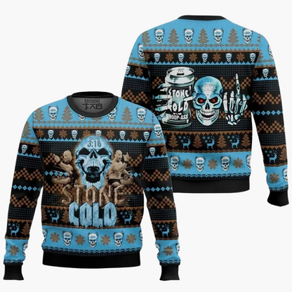 Herren Ugly Christmas Sweater Stone Cold Steve Austin Wrestling Pullover – Lustiger Fanartikel für Winter & Weihnachten