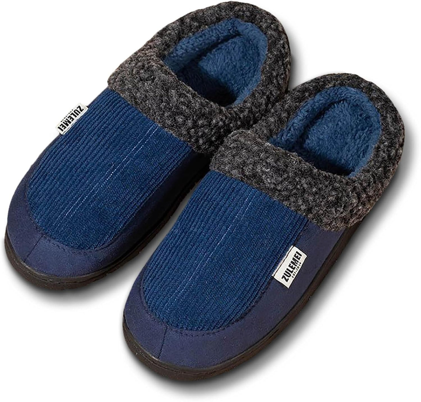 Unisex Winterhausschuhe gerippt mit weichem Futter Grau