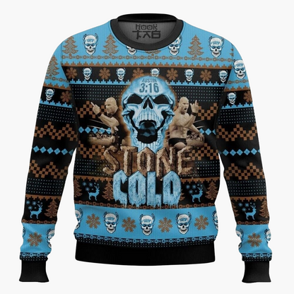 Herren Ugly Christmas Sweater Stone Cold Steve Austin Wrestling Pullover – Lustiger Fanartikel für Winter & Weihnachten