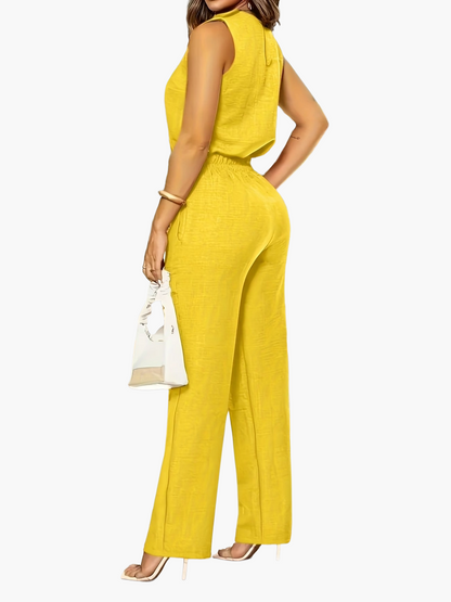 Damen Eleganter Jumpsuit für Büro & Alltag – Weit geschnitten, ärmellos, stilvoll