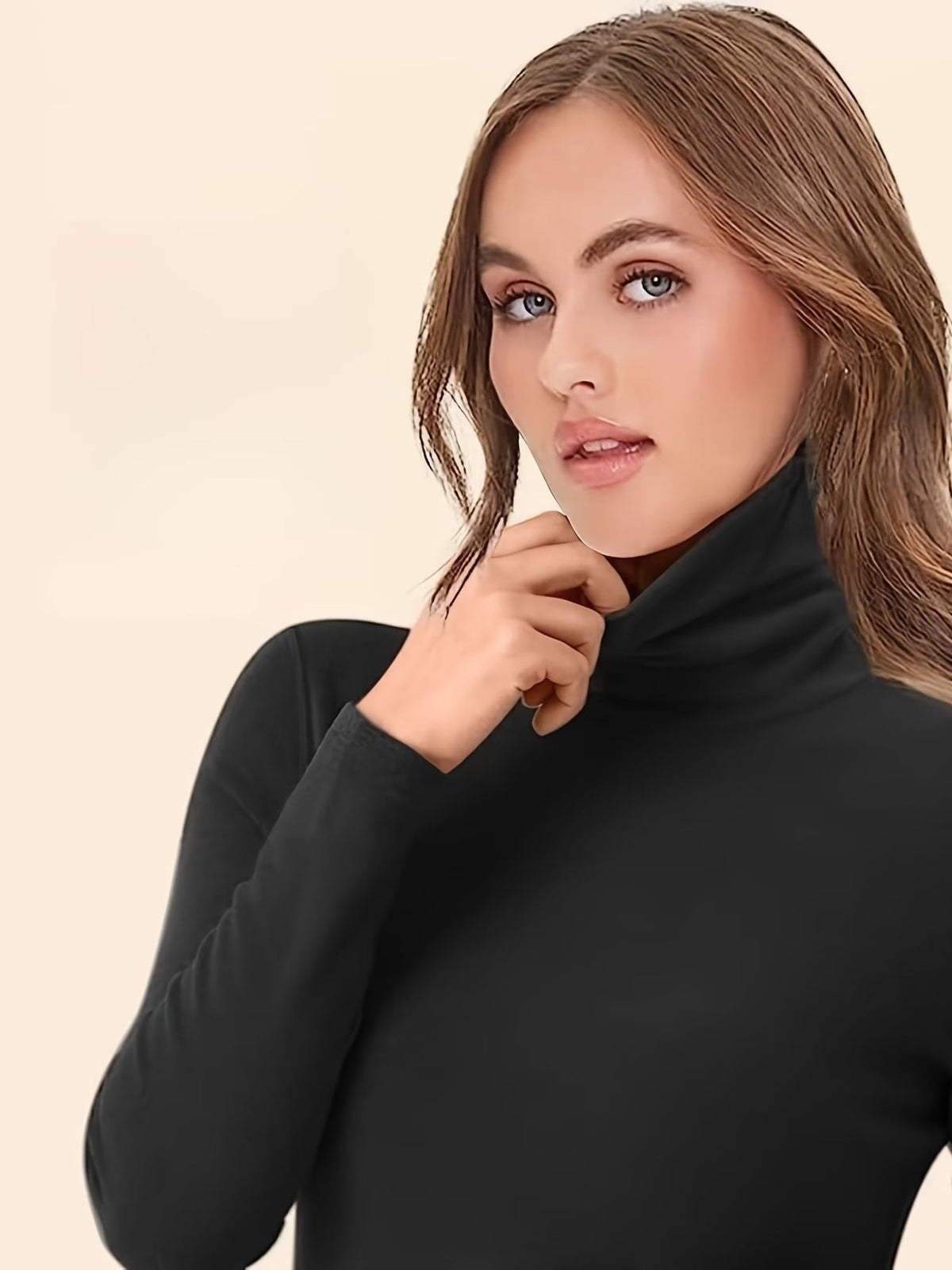 Damen Rollkragenpullover Langarm Shirt Eng Anliegend Schwarz Weiß Grau Mehrfachpack