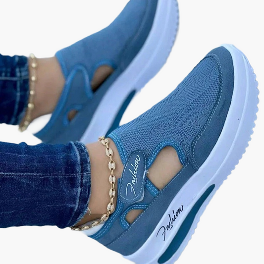 Damen Komfort-Sneaker Slip-On Freizeitschuhe mit Keilabsatz und Atmungsaktivität – Modische Alltagsschuhe für Spaziergänge und City-Look