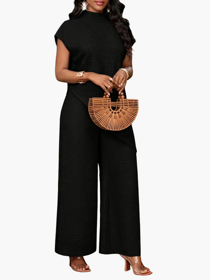 Damen Eleganter Jumpsuit mit Asymmetrischem Überwurf – Stilvoller Einteiler für Freizeit und Events