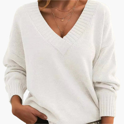 Damen Pullover mit V-Ausschnitt – Eleganter Strickpullover für Alltag & Büro