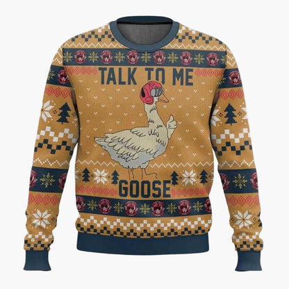 Herren Weihnachtspullover Talk to Me Goose – Lustiger Ugly Xmas Sweater für Weihnachten