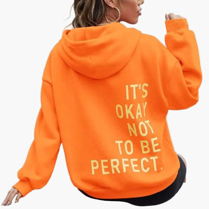 Damen Oversized Hoodie mit Spruch – Streetwear Pullover für Herbst und Winter, Motiv: It's Okay Not To Be Perfect
