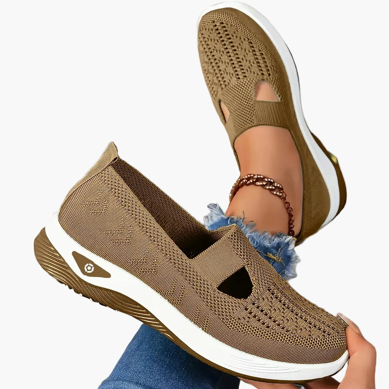 Damen-Slipper mit dämpfender Plateausohle und Cut-Out-Design