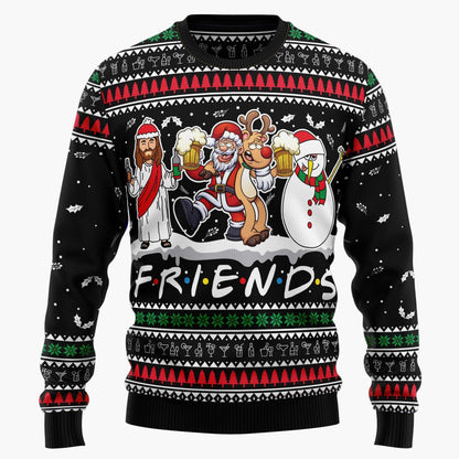 Herren Ugly Christmas Sweater Totenkopf mit Weihnachtsmütze – Lustiger Pullover für Weihnachten
