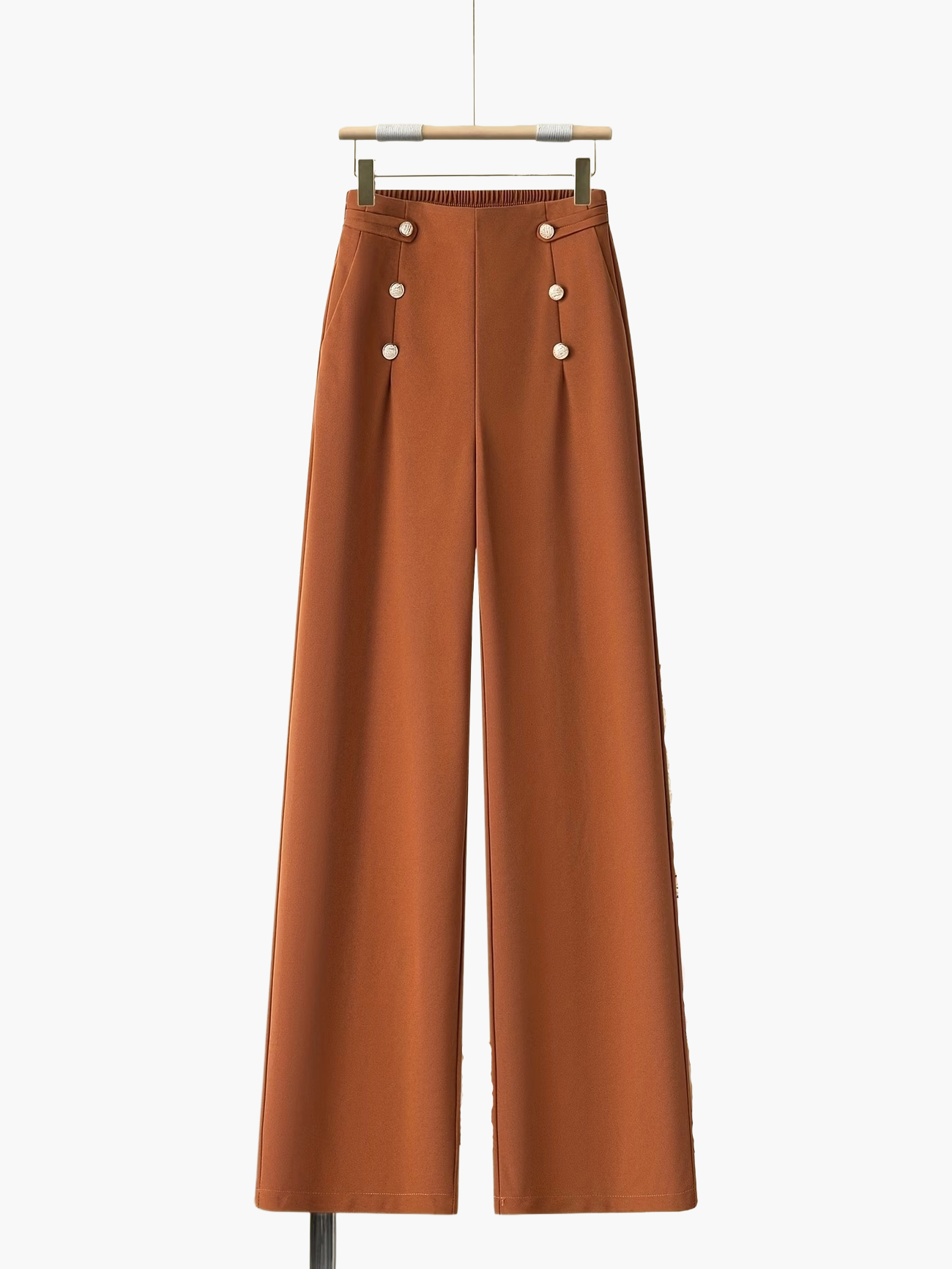Damen Weite Hose mit Knopfdetails – Eleganter Freizeit-Look für Büro & Alltag
