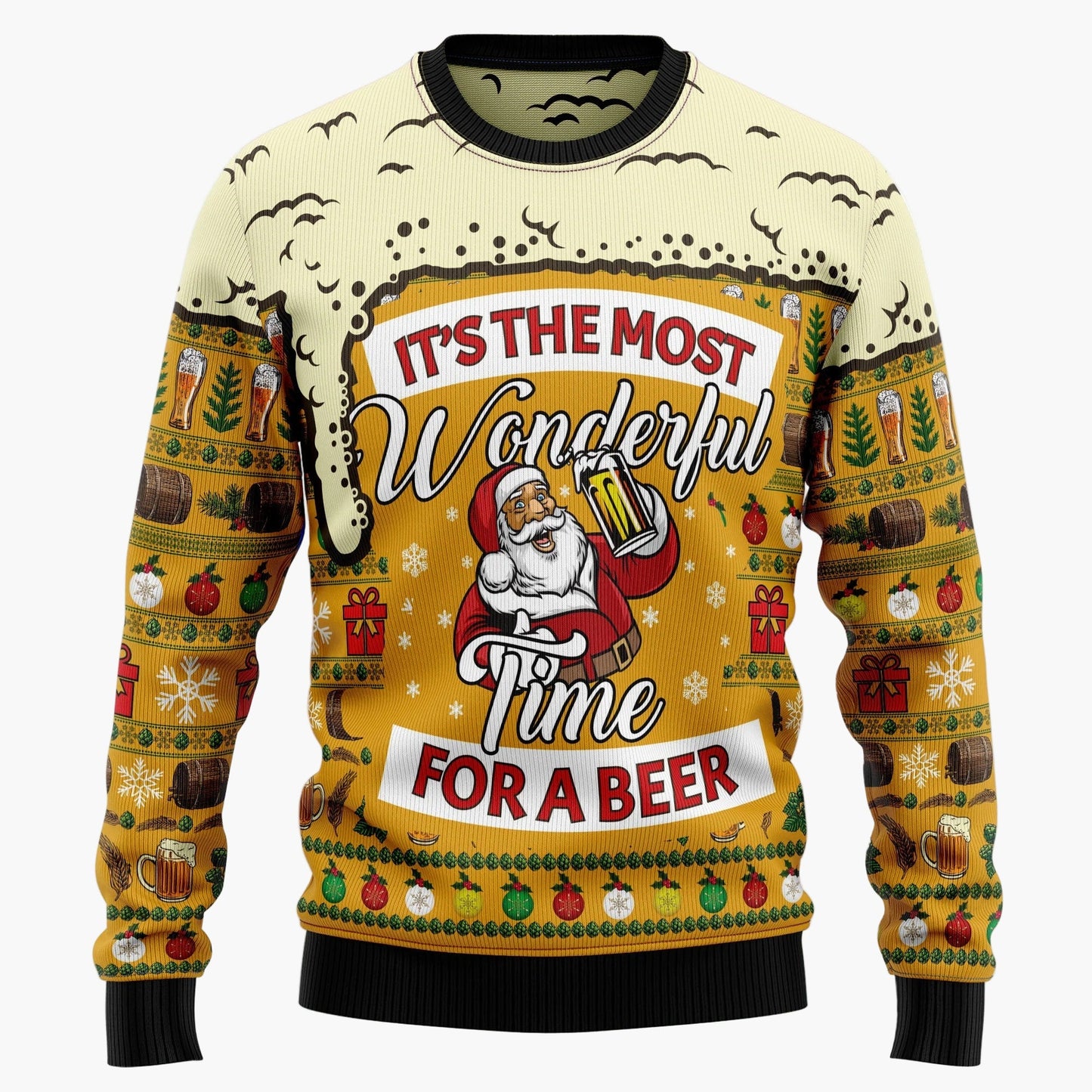 Herren Ugly Christmas Sweater Totenkopf mit Weihnachtsmütze – Lustiger Pullover für Weihnachten